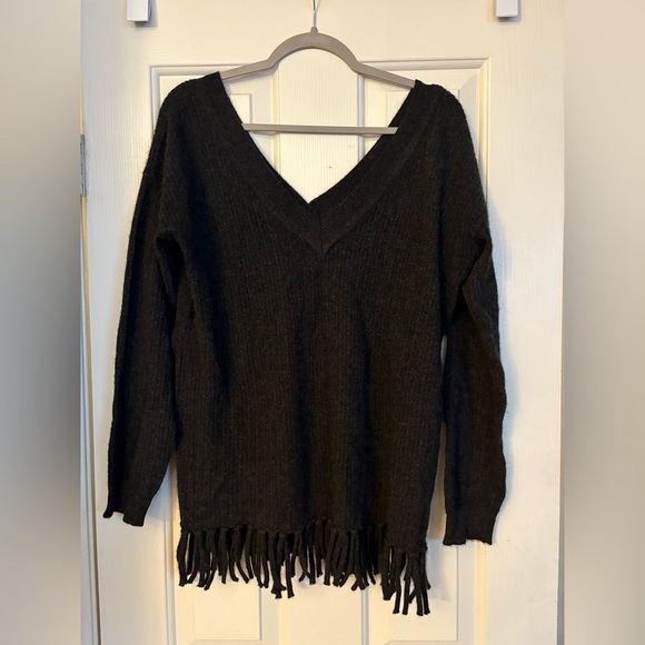 Oats Cashmere Grey fringe sweater size medium - Picture 1 of 2